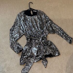 Zara Silver Sequin Mini Dress
